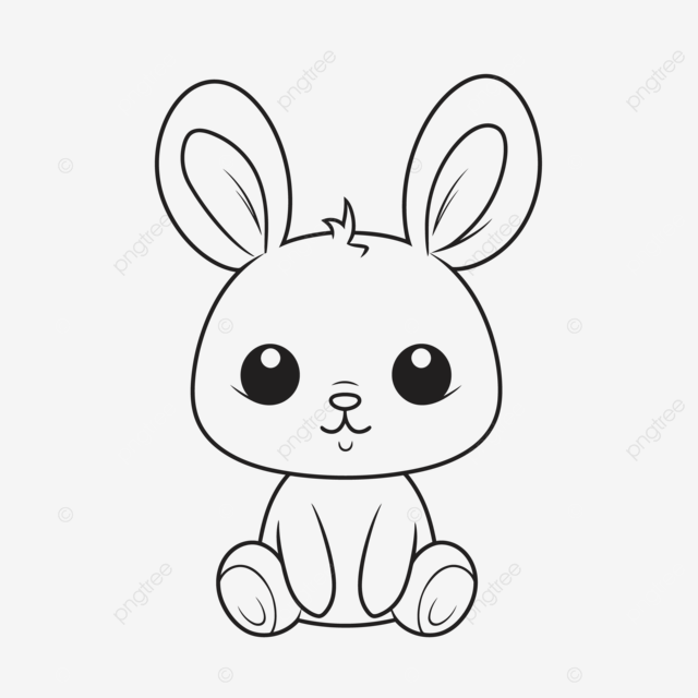 Lindo conejito para colorear pãgina con grand ojos dibujo boceto vector png dibujo sencillo de conejo quema simple de conejo boceto simple de conejo png y vector para dcargar gratis