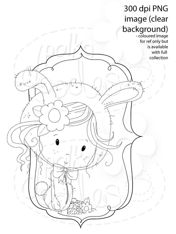 Orejas de conejo de pascua lindo sello digital clipart