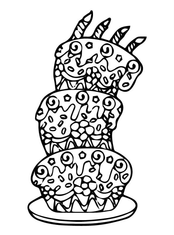 Funny birthday cake coloring page