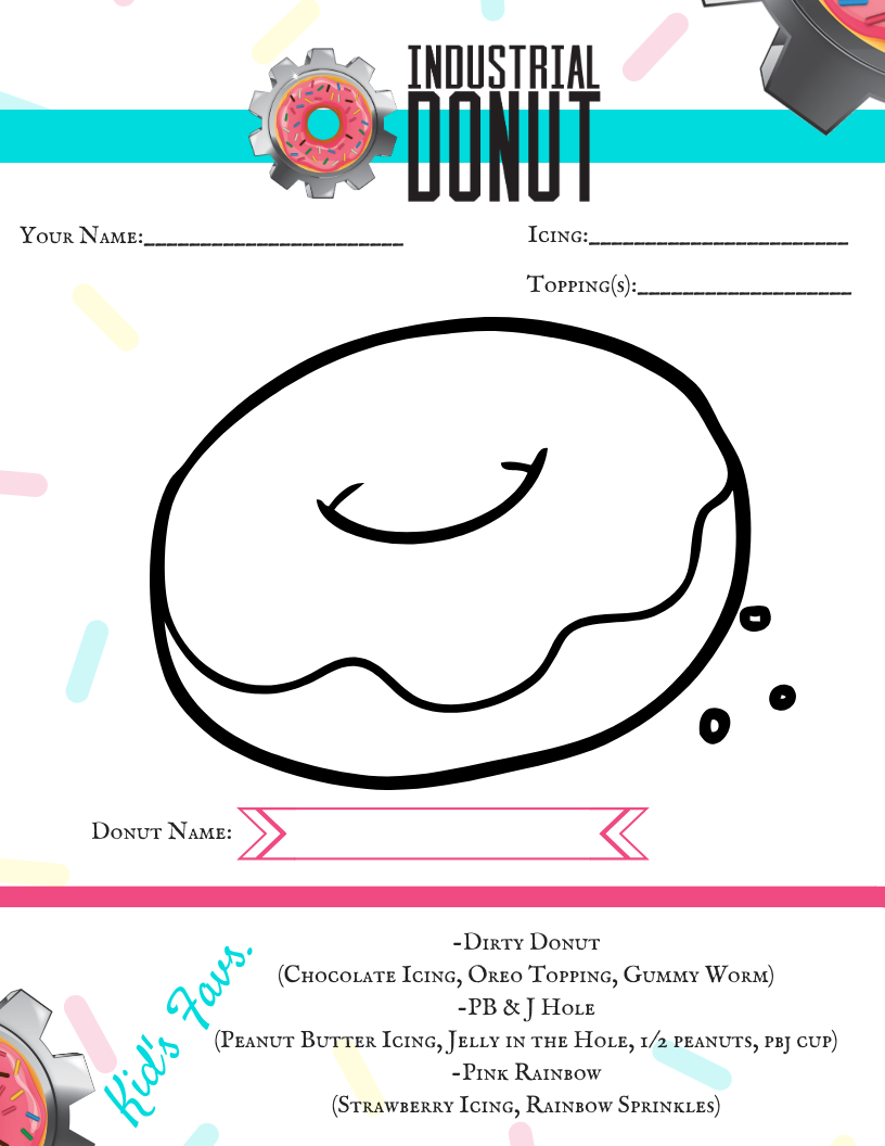 Donut coloring sheet â industrial donut