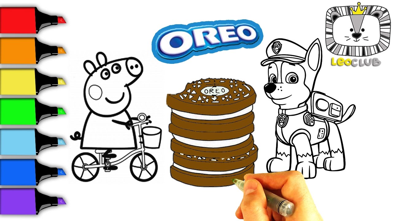 Coloring peppa pig oreo paw patrol learning coloring pages for kids leoclub