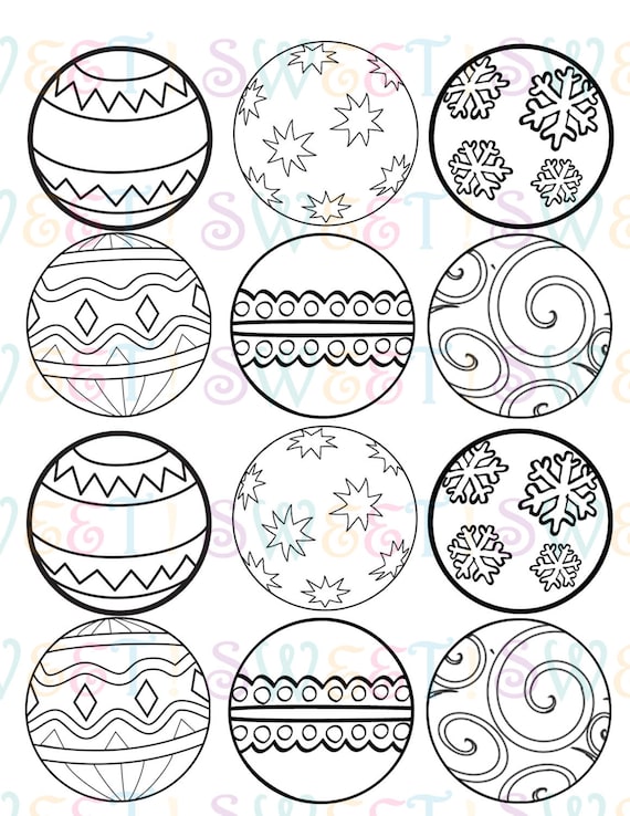 Paint your own edible christmas ornament cupcake cookie or oreo toppers coloring sheet wafer paper or frosting sheet