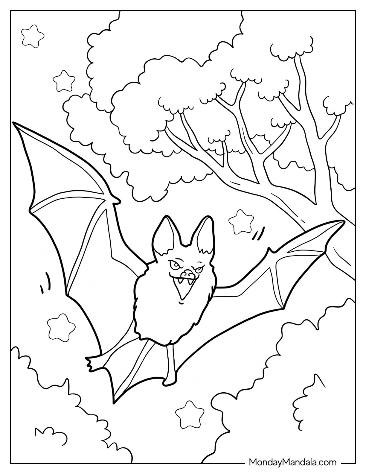 Bat coloring pages free pdf printables