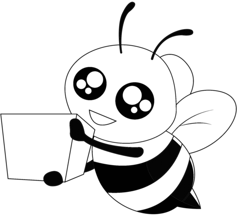 Cartoon bee with box coloring page free printable coloring pages