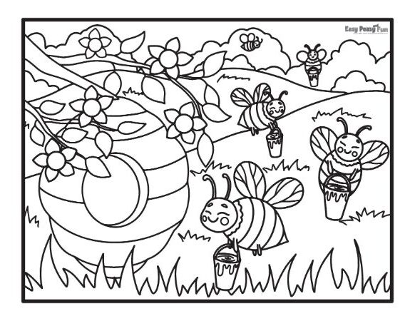 Printable bee coloring pages â cute sheets