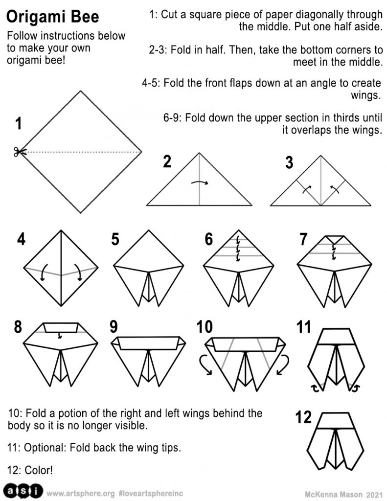 Origami bee handout art sphere inc