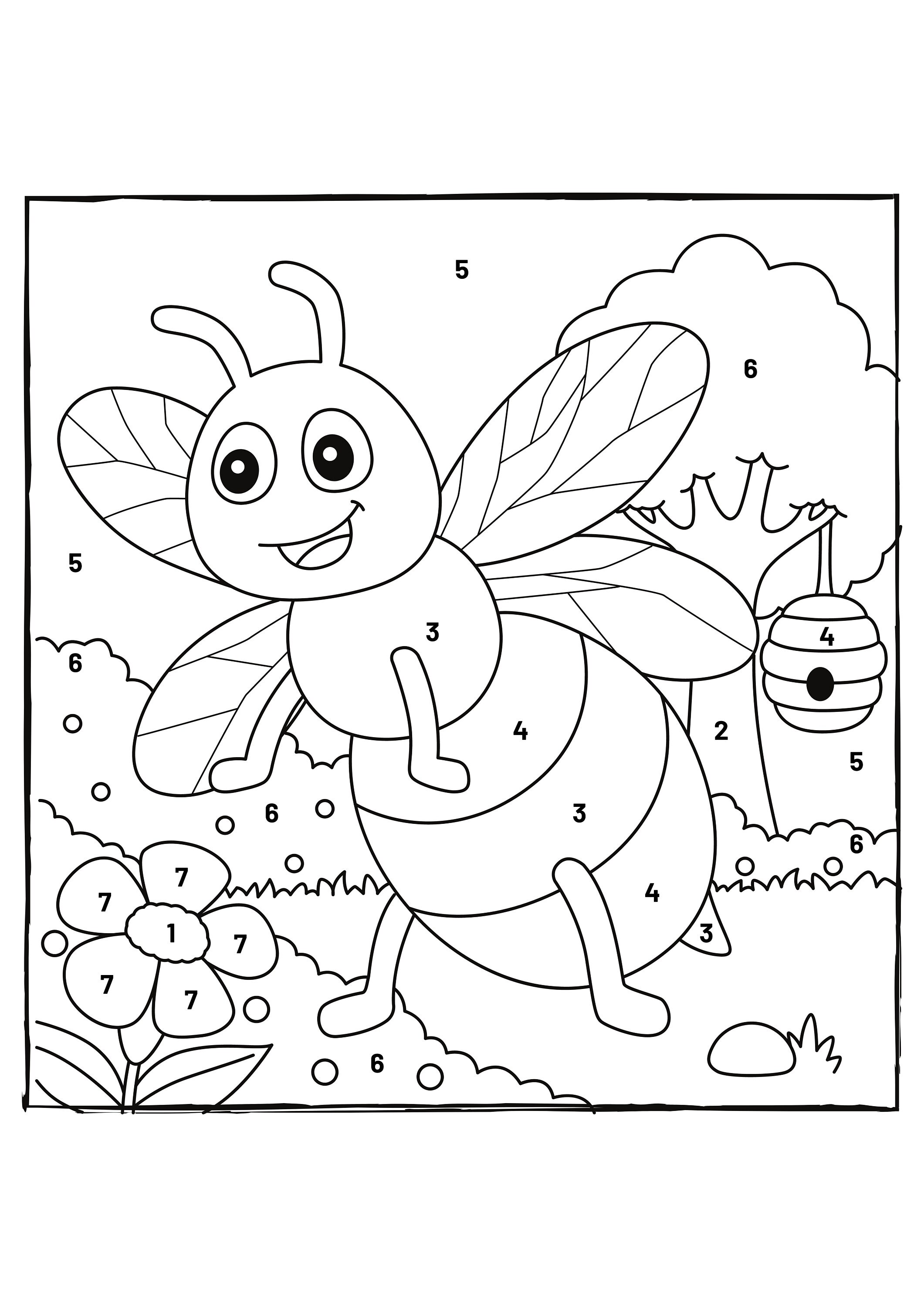Kids coloring page adult coloring page bee coloring page digital download digital product