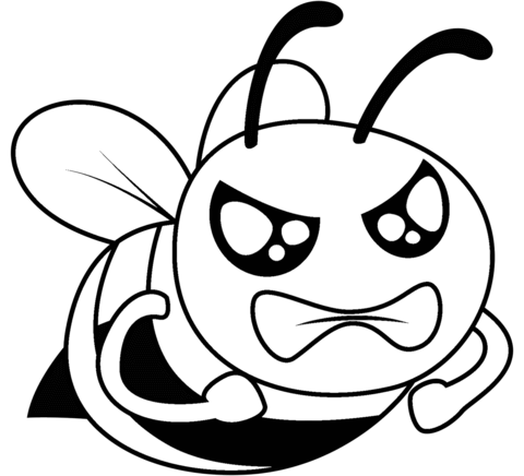 Angry bee coloring page free printable coloring pages