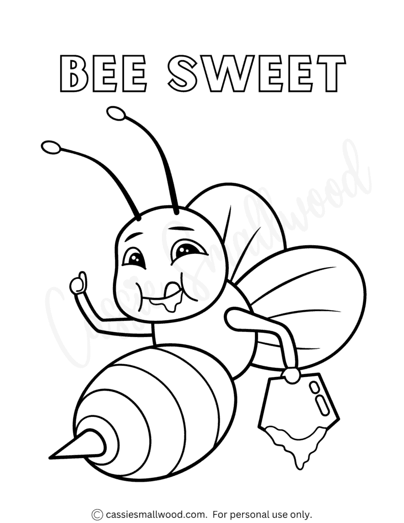 Cute bee coloring pages free printable
