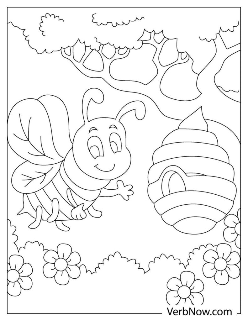 Free bee coloring pages book for download printable pdf