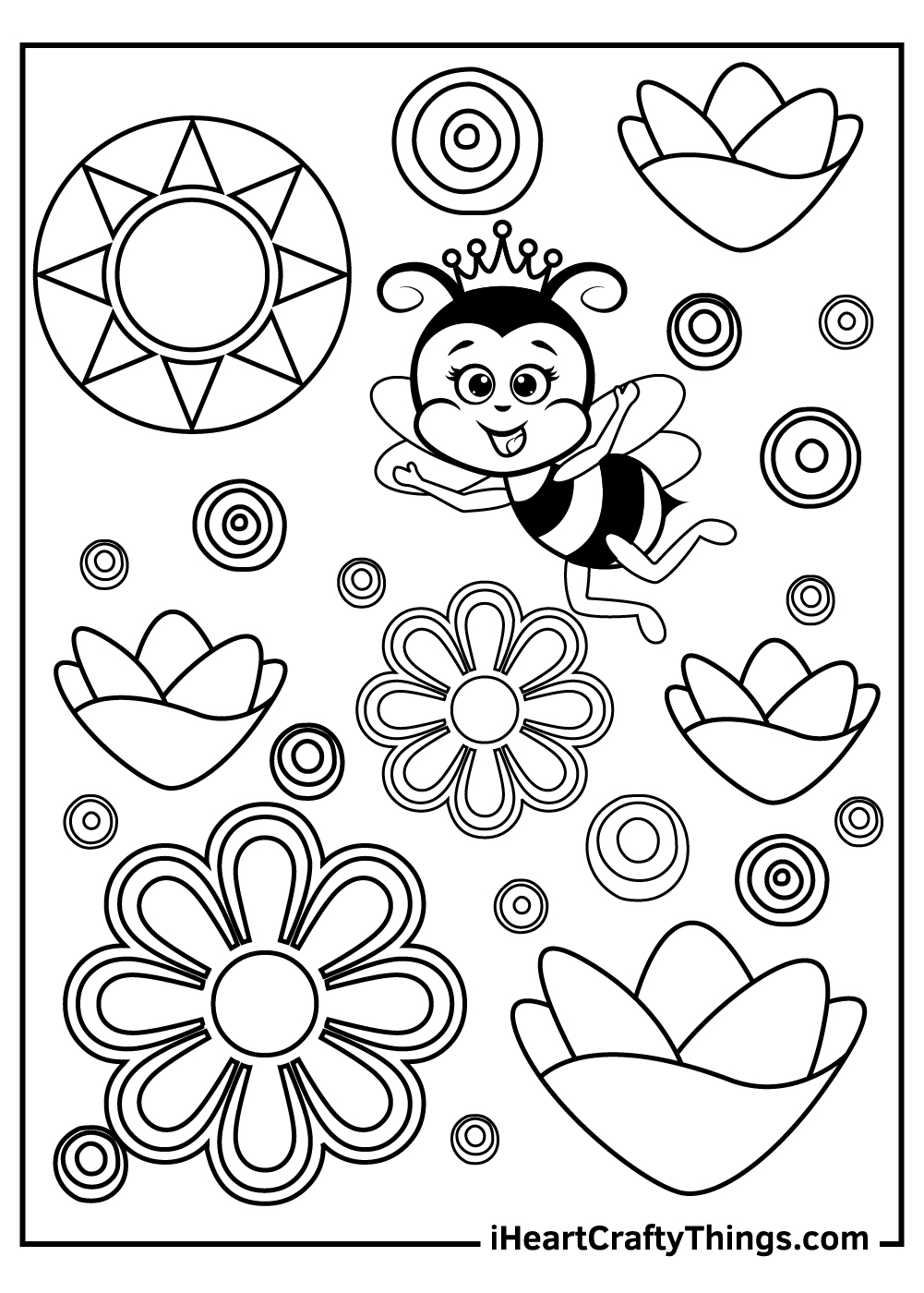Bee coloring pages free printables