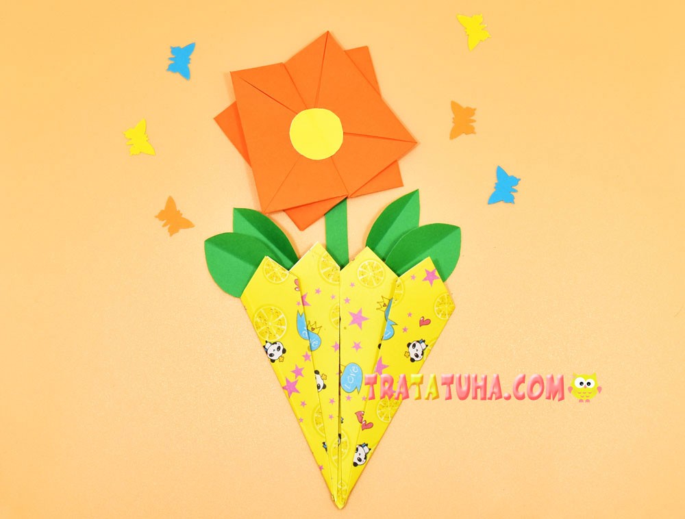 Origami flower in a wrapper