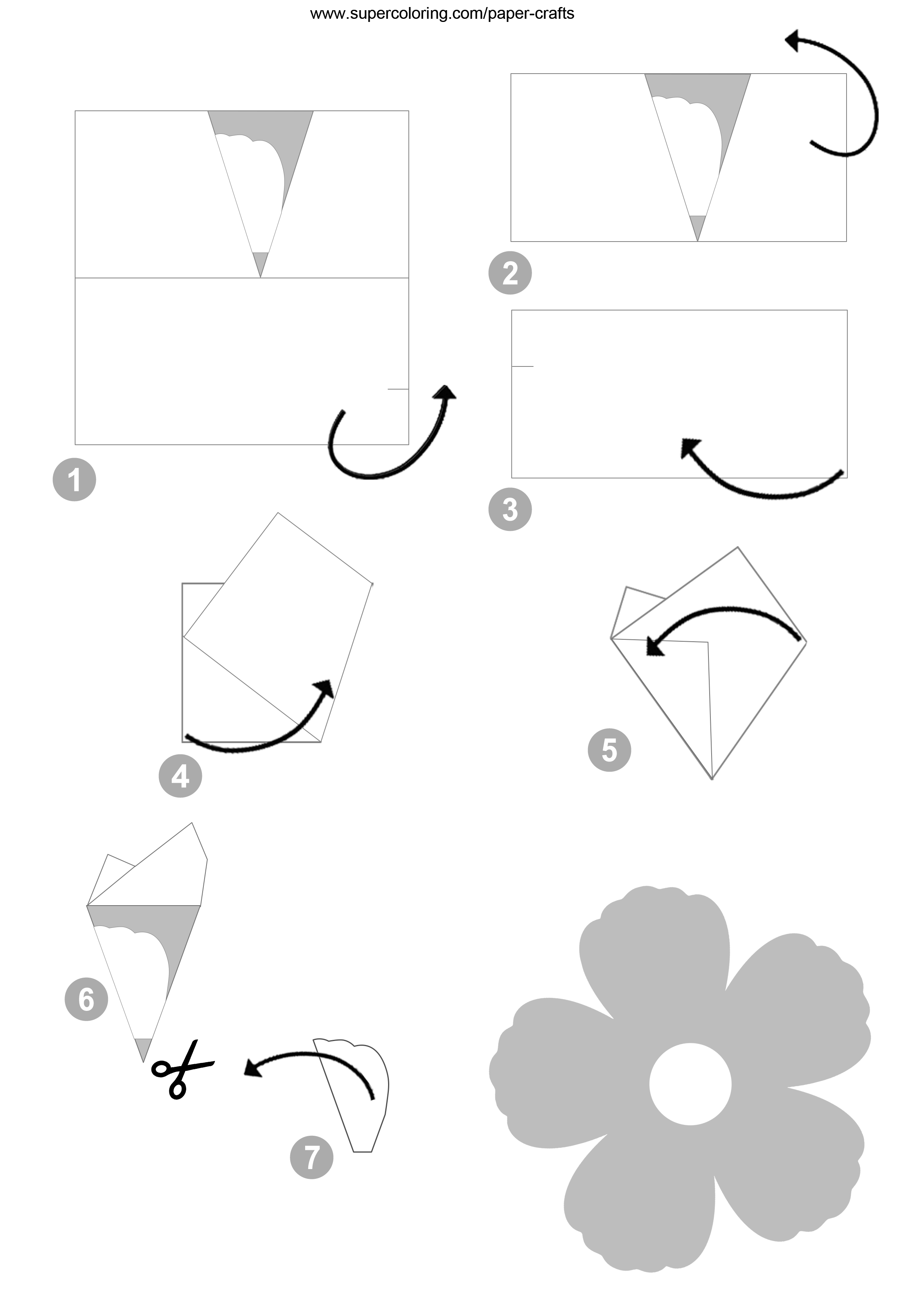 Big instruction for a flower with petals free printable papercraft templates
