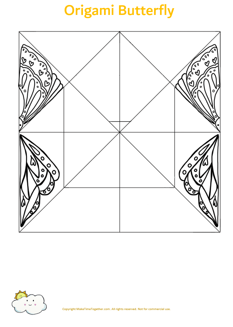 Origami butterfly â free printable colouring activity â make time together