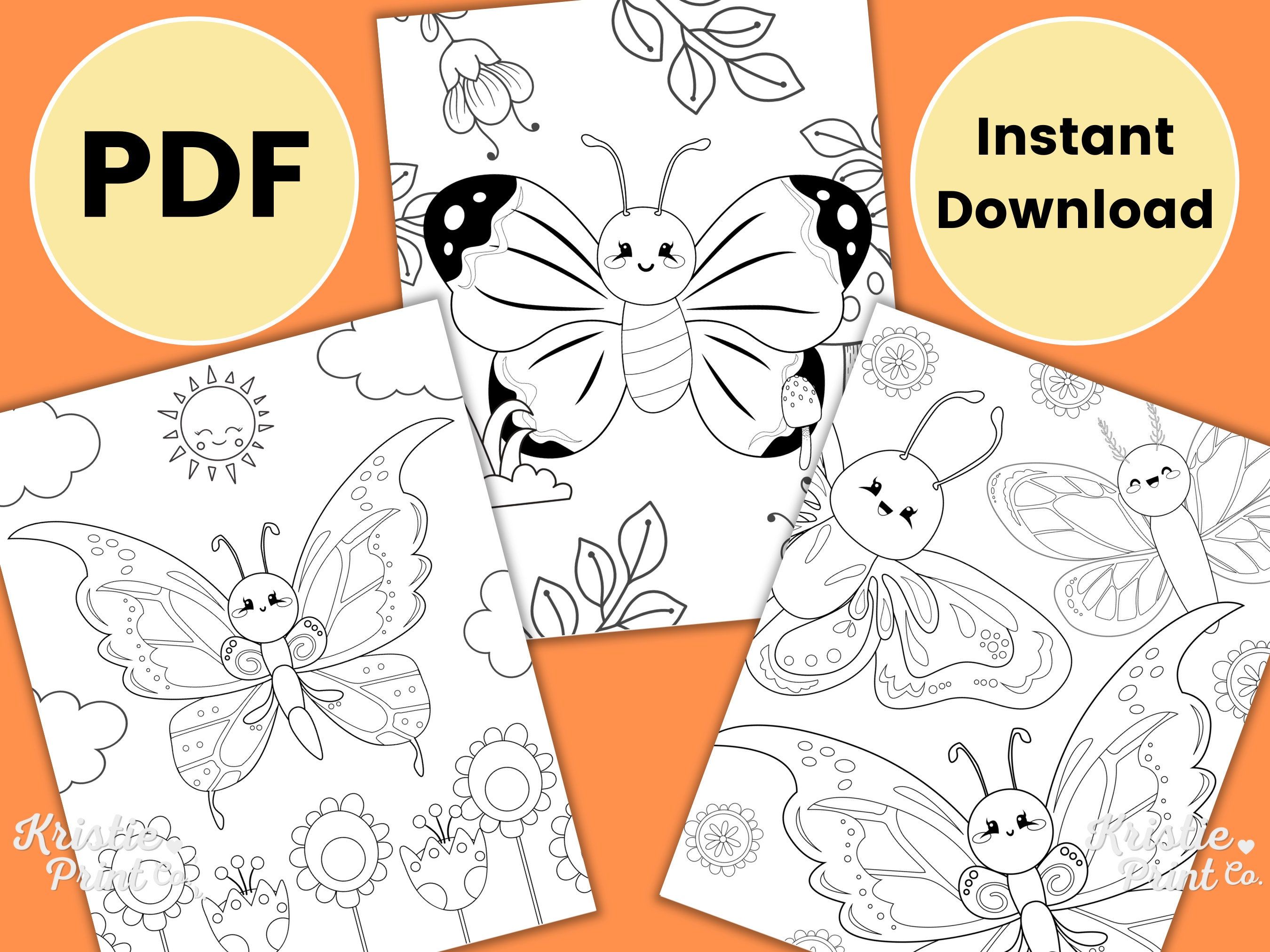 Butterfly coloring pages for kids kids party games butterfly birthday favor spring activities baby shower activities homeschool