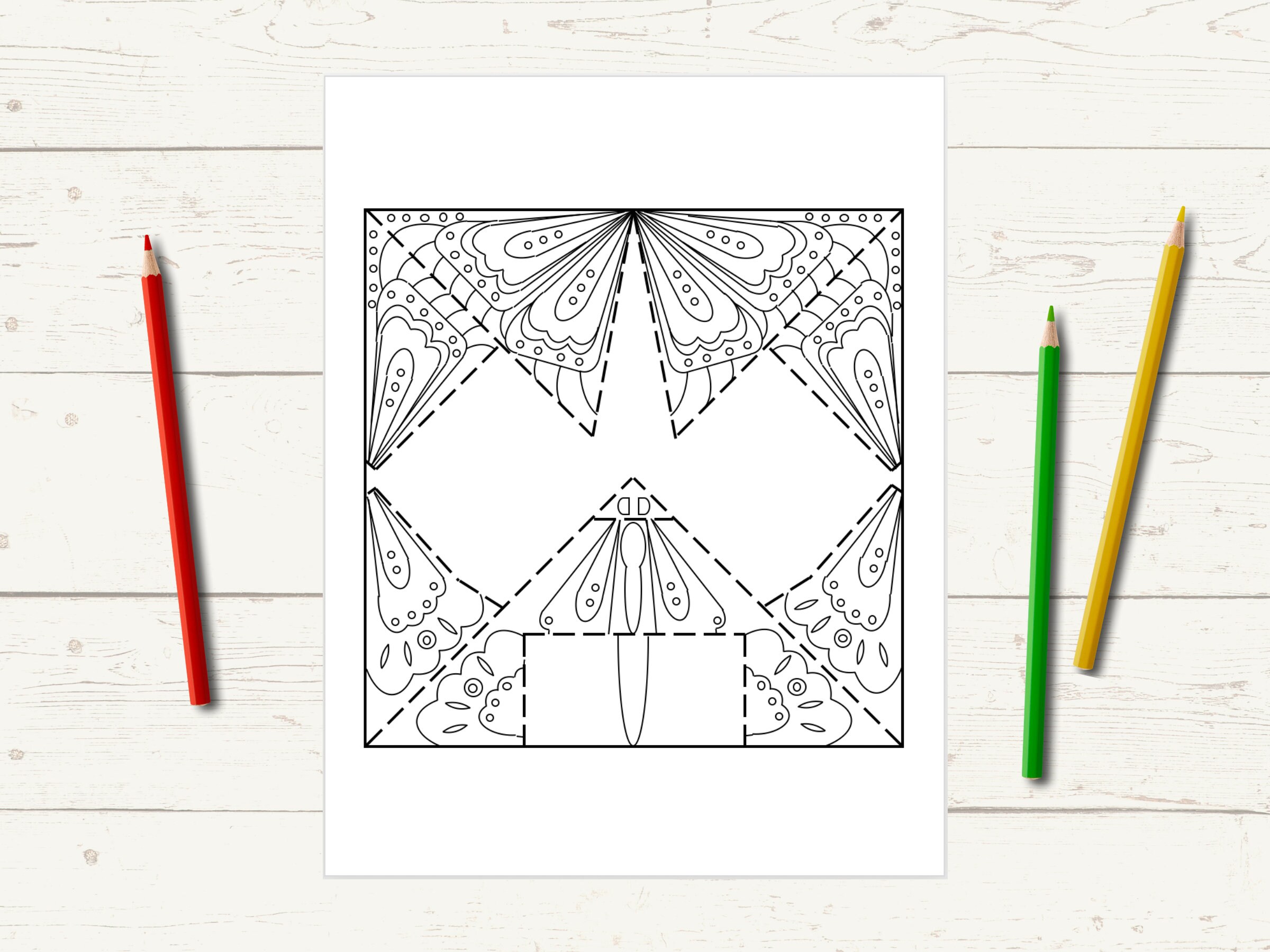Origami butterfly coloring pages set printable paper crafts adult coloring and kids activity