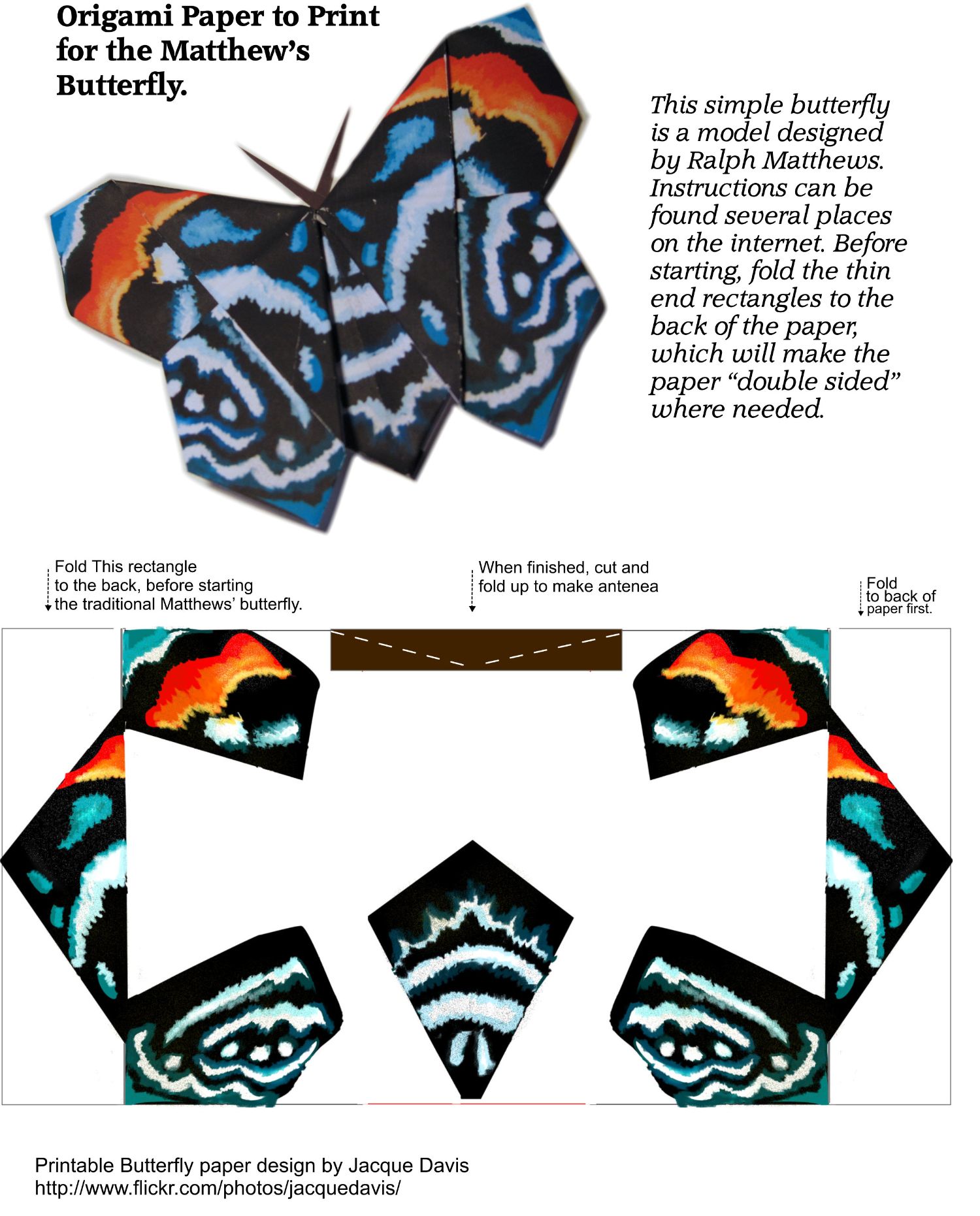 Origami butterfly template free printable papercraft templates
