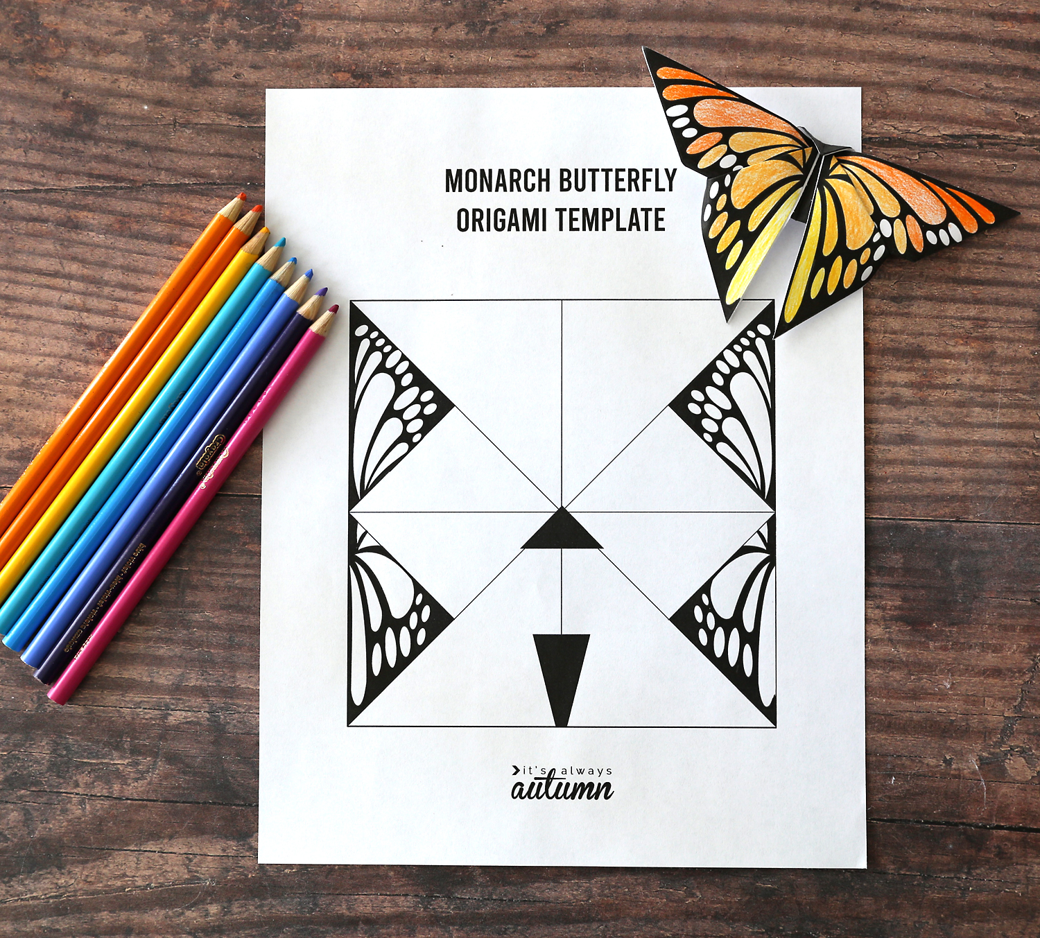 Origami butterfly printable templates