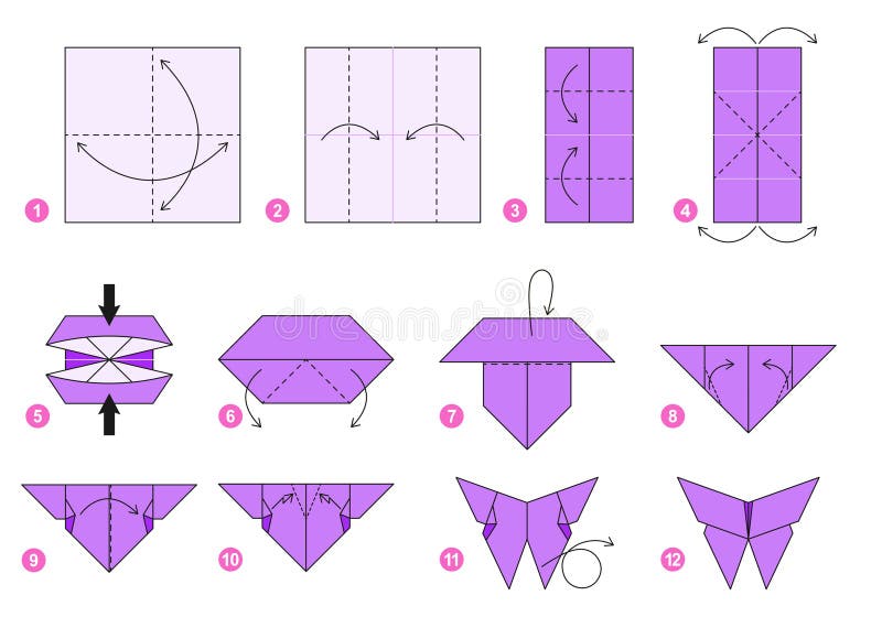 Origami butterfly instructions stock illustrations â origami butterfly instructions stock illustrations vectors clipart