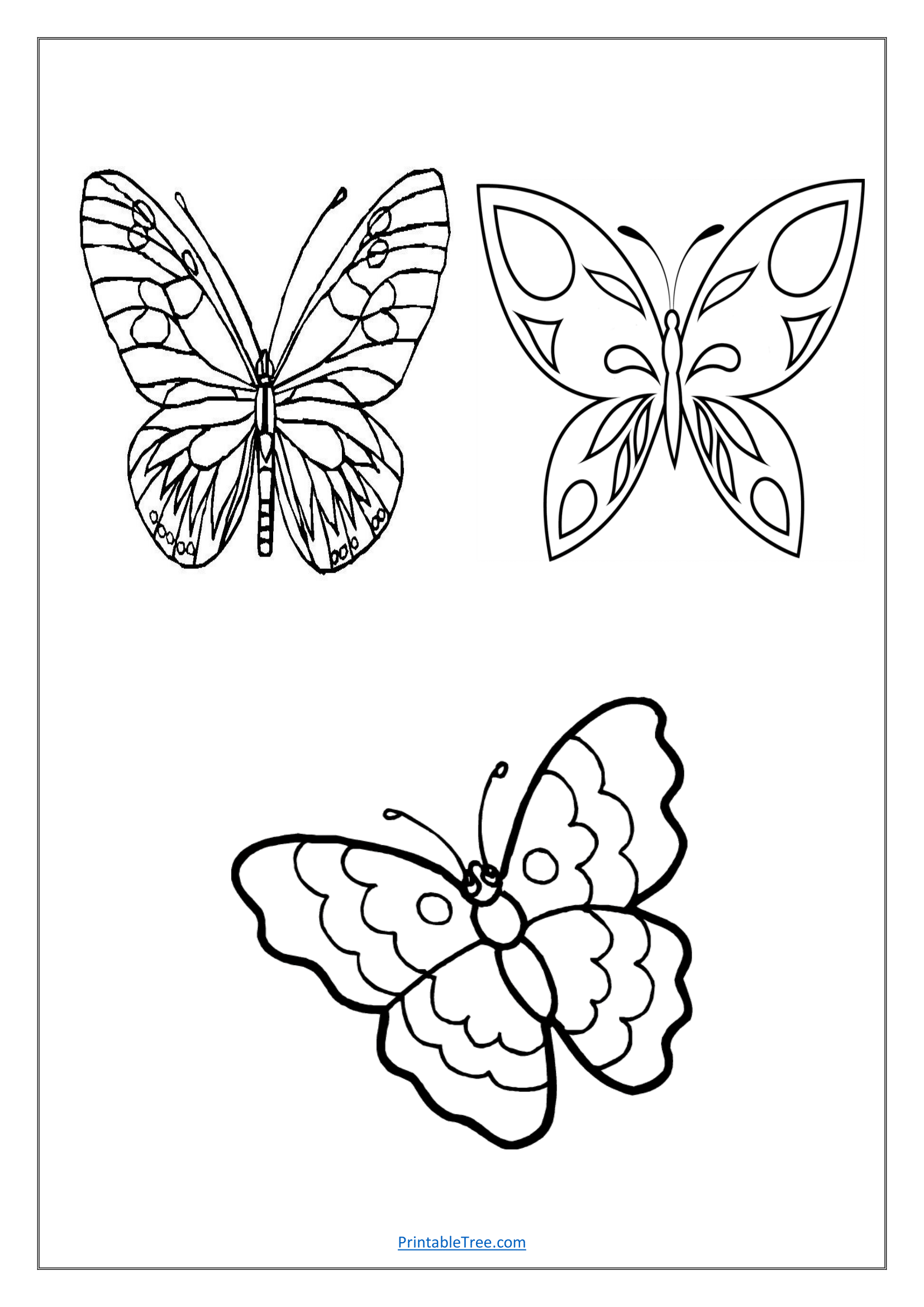Free printable butterfly coloring pdf pages for kids and adults