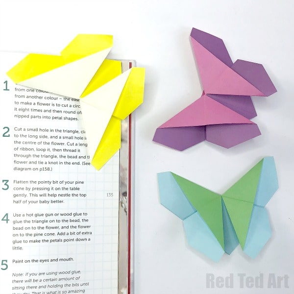 Easy origami butterfly bookmark corner
