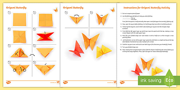 Origami step by step butterfly activity crafts