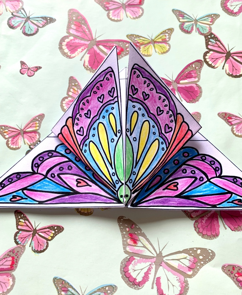 Origami butterfly â free printable colouring activity â make time together