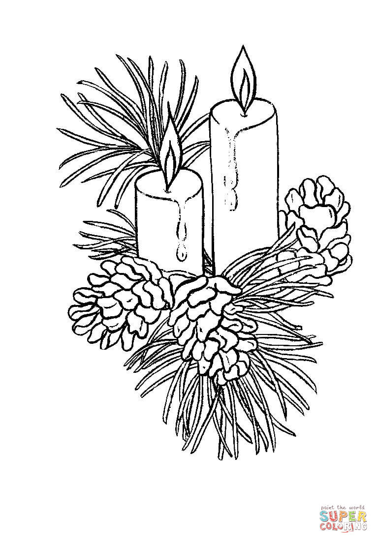 Beautiful christmas candles coloring page free printable coloring pages