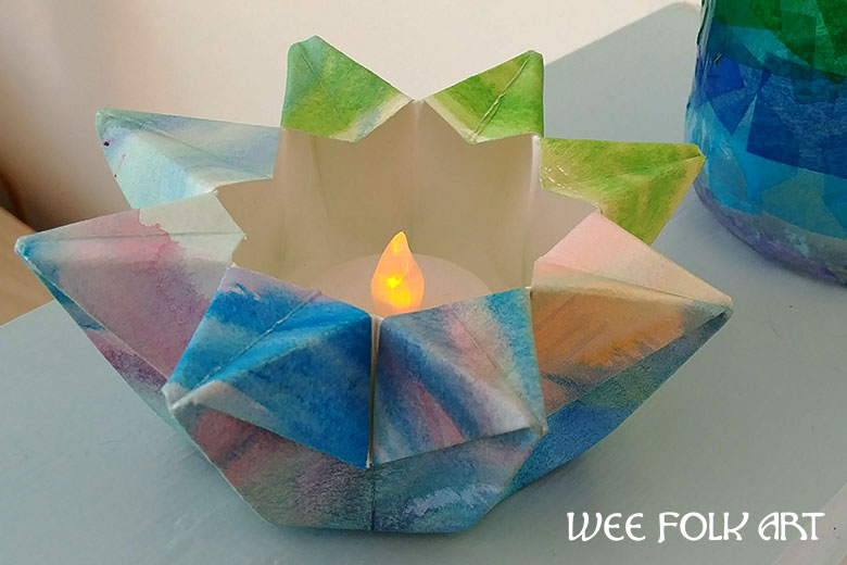 Watercolor folded paper star lantern â wee folk art