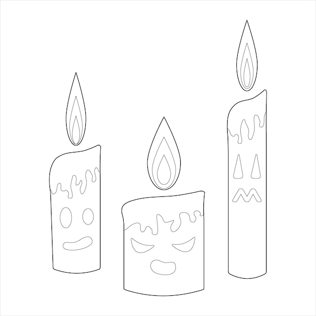 Premium vector coloring page for kids white halloween candles vector illustration