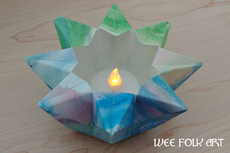 Watercolor folded paper star lantern â wee folk art