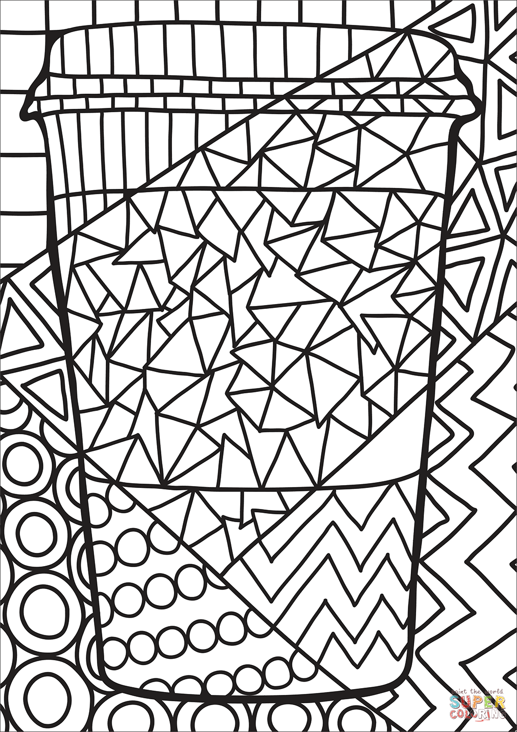 Pop art paper cup coloring page free printable coloring pages
