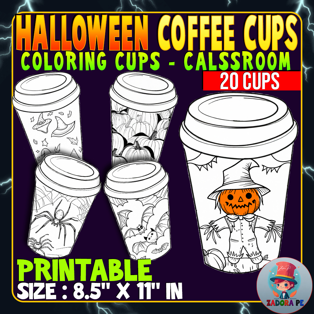Spooky and adorable halloween coffee cups craft autumn fall bulletin board made by teachers