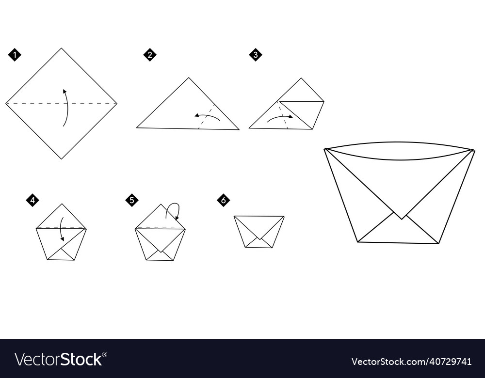 Step by instructions how to make origami cup vector image