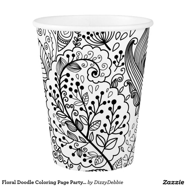 Floral doodle coloring page party paper cups paper cup doodle coloring floral doodle abstract paper