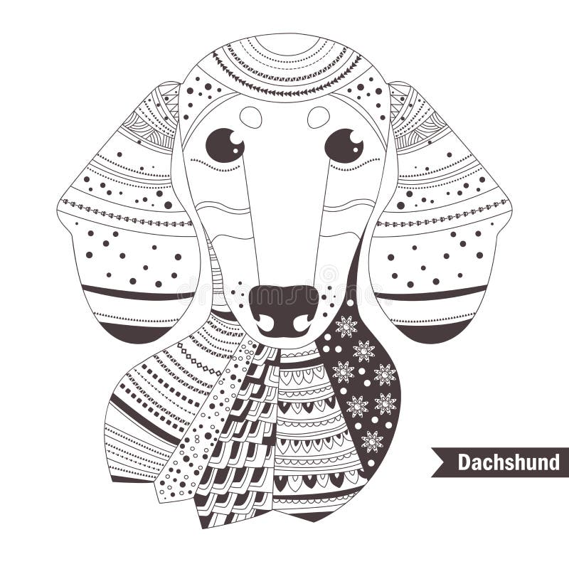 Dachshund coloring book for stock vector