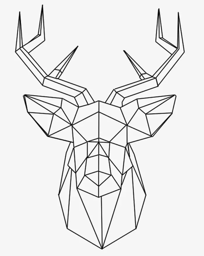 Origami deer coloring page