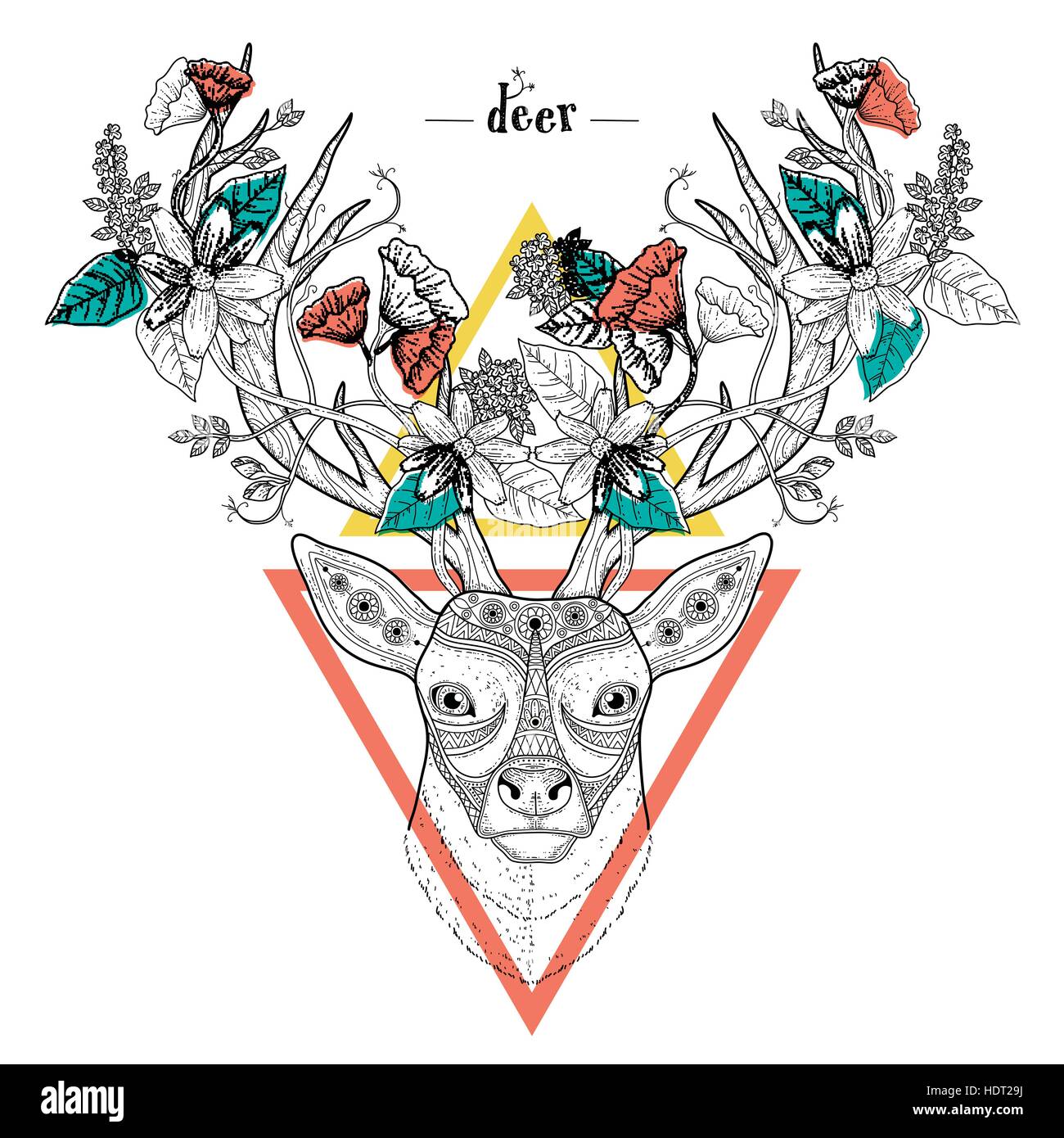 Geometric deer head hi