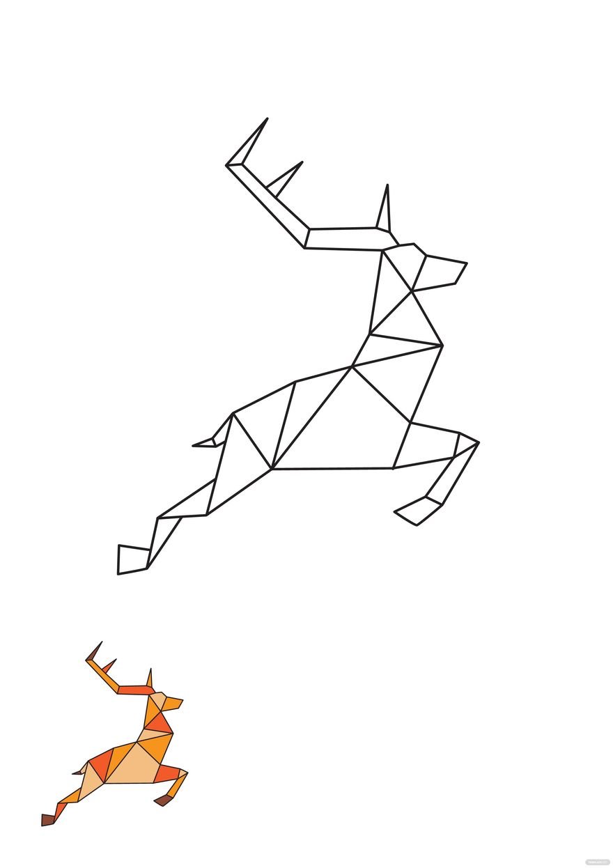 Free origami deer coloring page