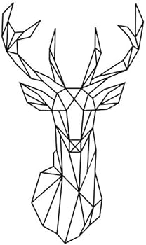 Origami deer head sticker black