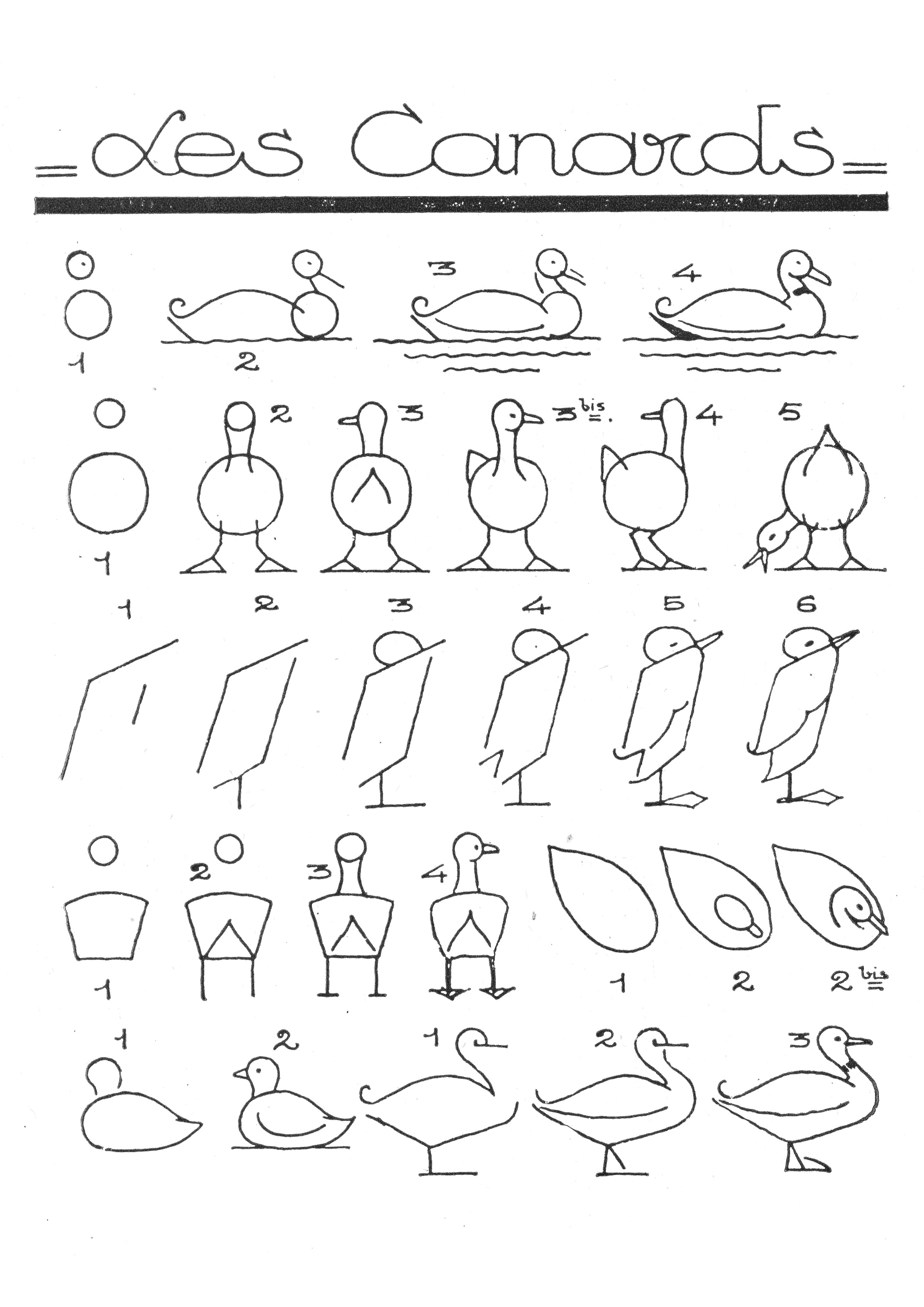 Ducks step by step drawing instructions free printable puzzle games