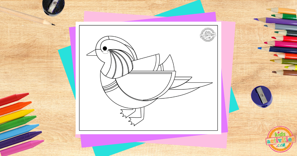 Free printable mandarin duck coloring page kids activities blog
