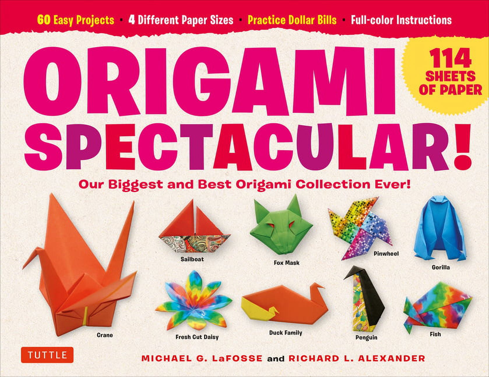 Origami spectacular kit our biggest and best origami collection ever sheets of paper easy projects to fold different paper sizes practice dollar bills full