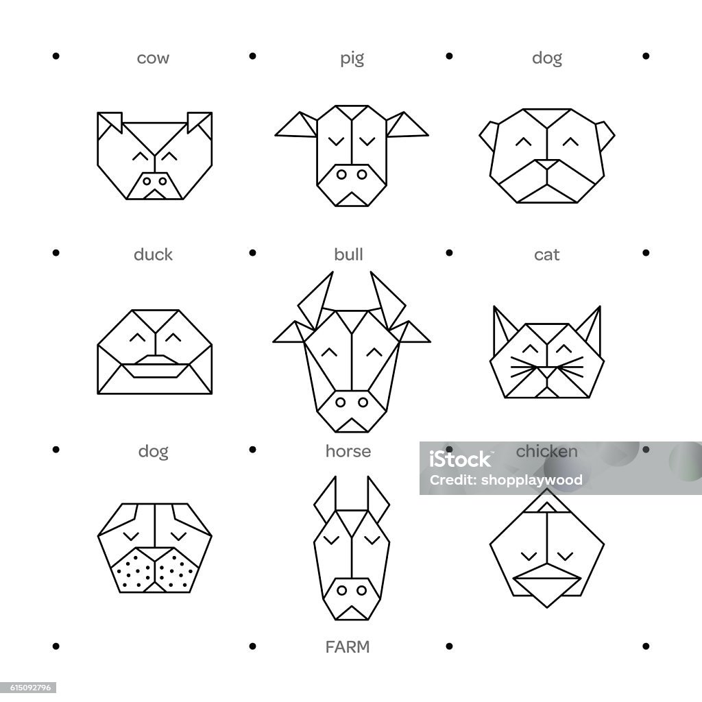 Animals farm origami stock illustration