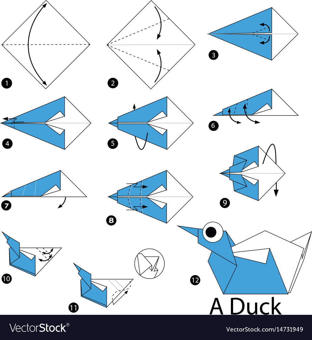 Step by instructions how to make origami vector image
