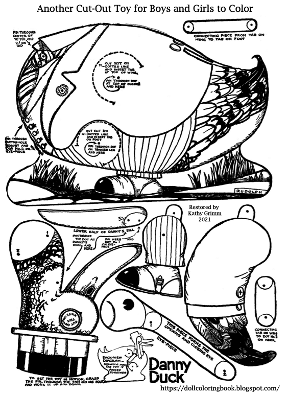 The doll coloring book coloring page of danny the duck