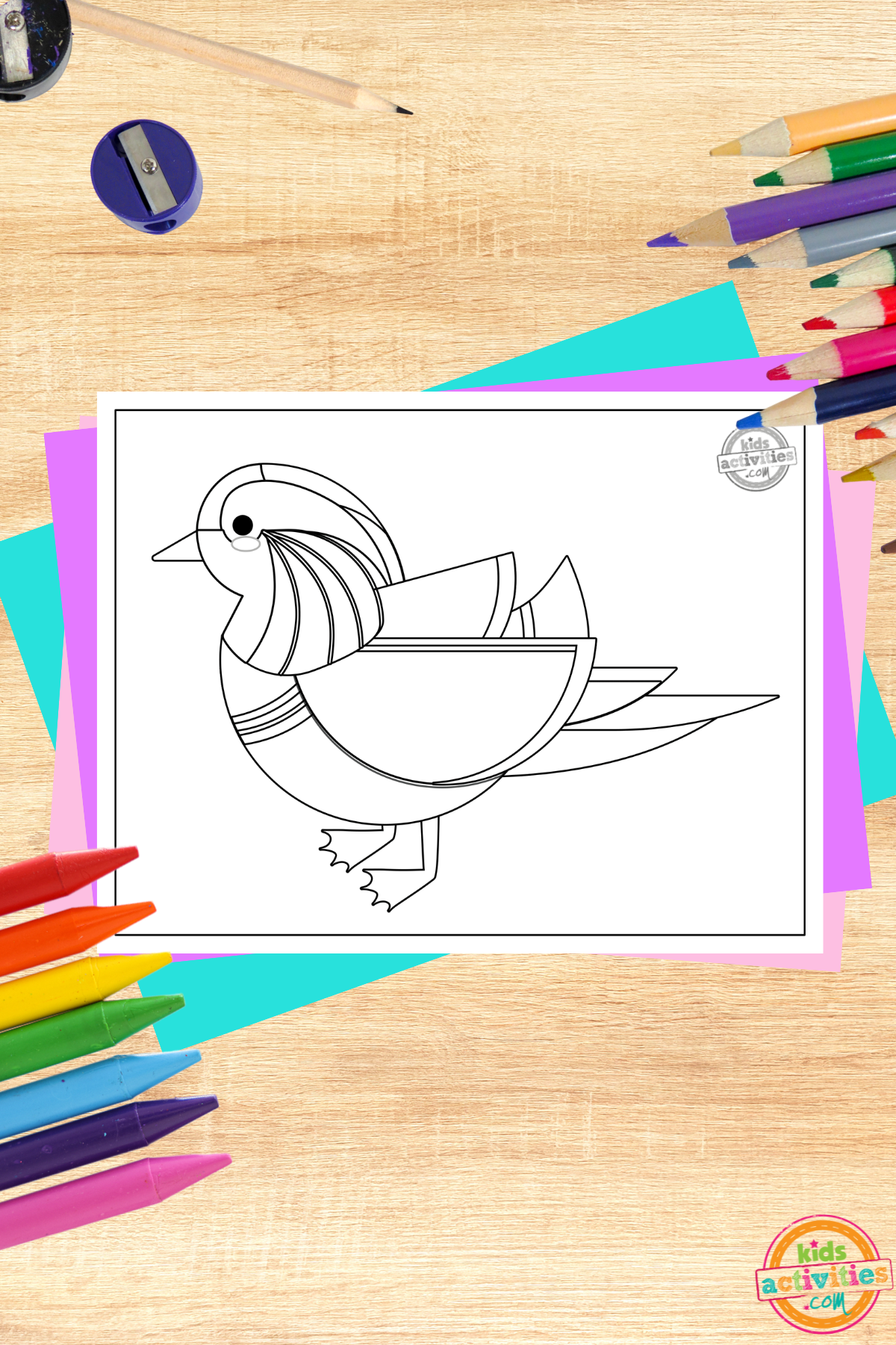 Free printable mandarin duck coloring page kids activities blog