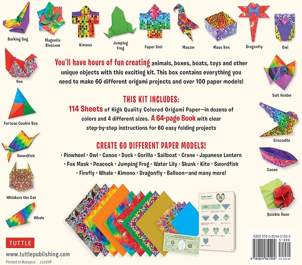 Origami spectacular kit our biggest and best origami collection ever sheets of paper easy projects to fold different paper sizes practice dollar bills full