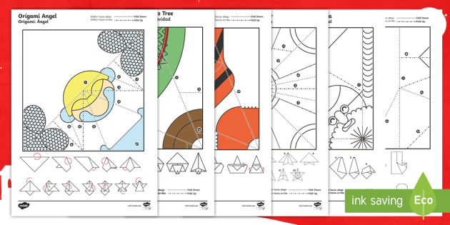 Simple d christmas origami pack paper craft englishspanish