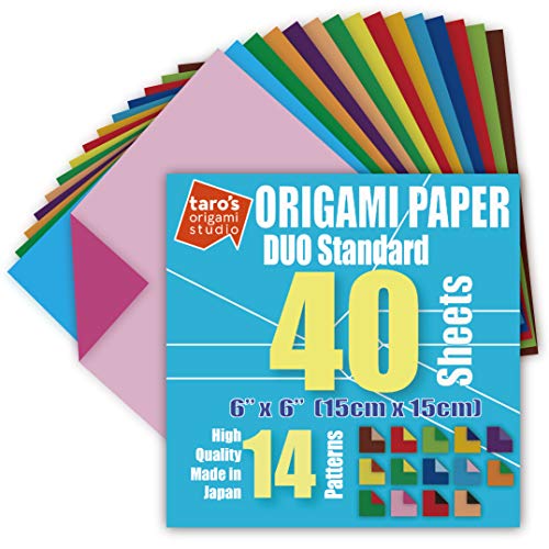 Taros origami studio duo different colors on each side double sided standard inch cm kami paper with color change patterns sheets made in japan